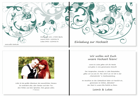  Einladungskarten Hochzeit, Hochzeitseinladungen, Hochzeitskarten, Einladungen f&uuml;r Hochzeit