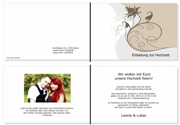 Einladungskarten Hochzeit, Hochzeitseinladungen, Hochzeitskarten, Einladungen f&uuml;r Hochzeit