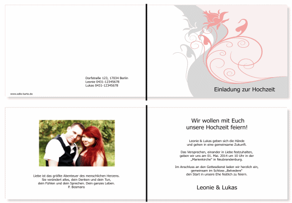  Einladungskarten Hochzeit, Hochzeitseinladungen, Hochzeitskarten, Einladungen f&uuml;r Hochzeit