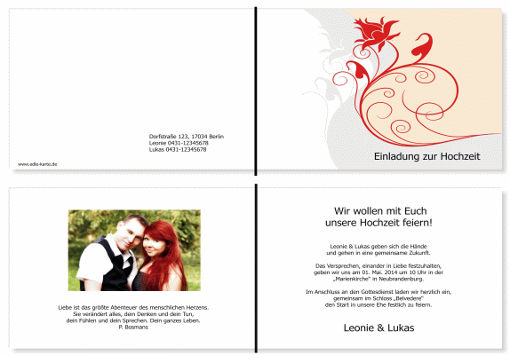  Einladungskarten Hochzeit, Hochzeitseinladungen, Hochzeitskarten, Einladungen f&uuml;r Hochzeit