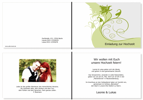  Einladungskarten Hochzeit, Hochzeitseinladungen, Hochzeitskarten, Einladungen f&uuml;r Hochzeit