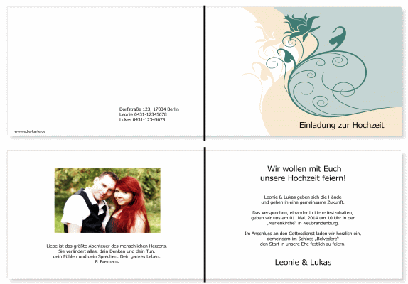  Einladungskarten Hochzeit, Hochzeitseinladungen, Hochzeitskarten, Einladungen f&uuml;r Hochzeit