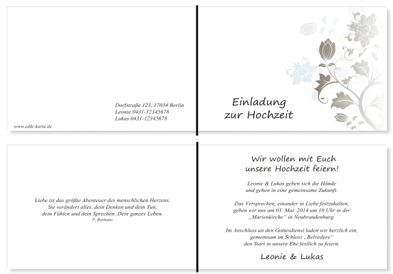  Einladungskarten Hochzeit, Hochzeitseinladungen, Hochzeitskarten, Einladungen f&uuml;r Hochzeit