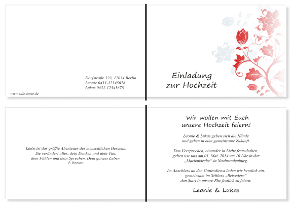  Einladungskarten Hochzeit, Hochzeitseinladungen, Hochzeitskarten, Einladungen f&uuml;r Hochzeit