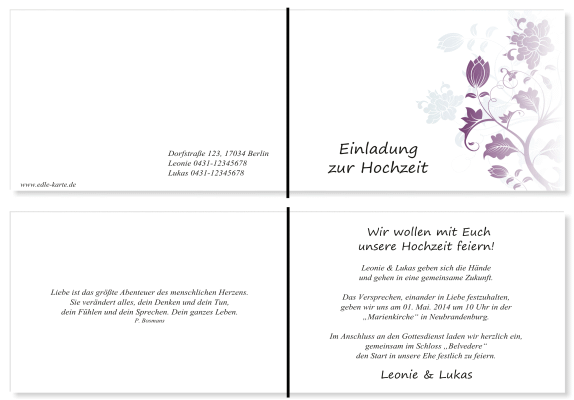  Einladungskarten Hochzeit, Hochzeitseinladungen, Hochzeitskarten, Einladungen f&uuml;r Hochzeit