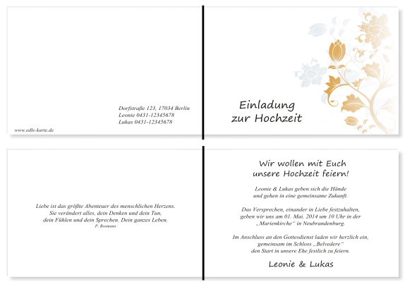  Einladungskarten Hochzeit, Hochzeitseinladungen, Hochzeitskarten, Einladungen f&uuml;r Hochzeit