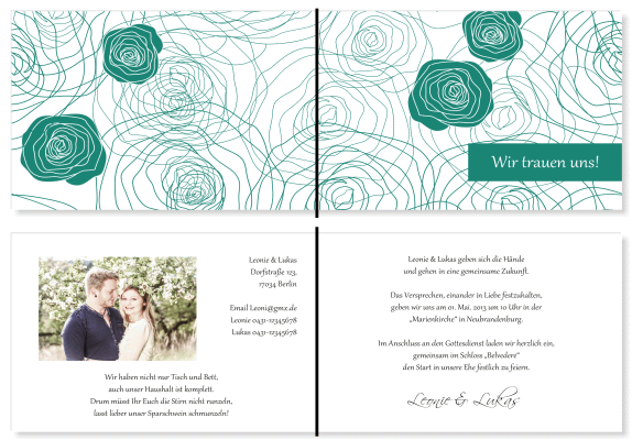  Einladungskarten Hochzeit, Hochzeitseinladungen, Hochzeitskarten, Einladungen f&uuml;r Hochzeit