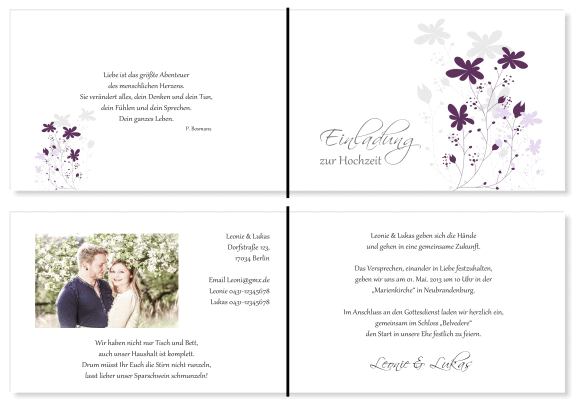  Einladungskarten Hochzeit, Hochzeitseinladungen, Hochzeitskarten, Einladungen f&uuml;r Hochzeit
