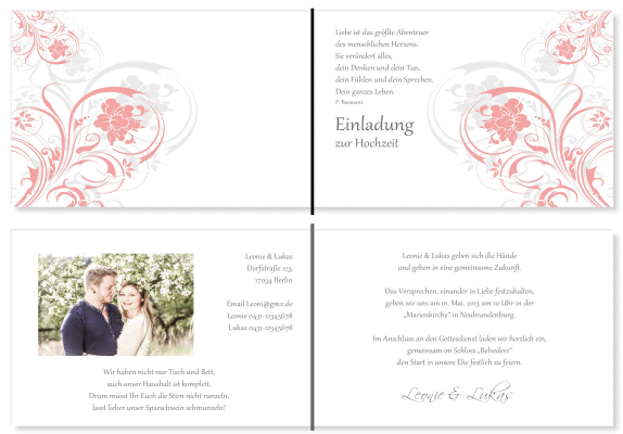  Einladungskarten Hochzeit, Hochzeitseinladungen, Hochzeitskarten, Einladungen f&uuml;r Hochzeit
