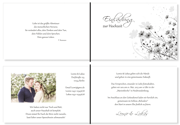  Einladungskarten Hochzeit, Hochzeitseinladungen, Hochzeitskarten, Einladungen f&uuml;r Hochzeit