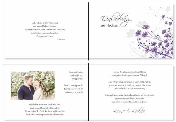  Einladungskarten Hochzeit, Hochzeitseinladungen, Hochzeitskarten, Einladungen f&uuml;r Hochzeit