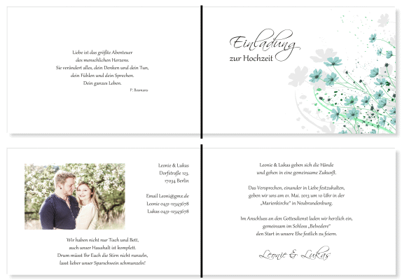  Einladungskarten Hochzeit, Hochzeitseinladungen, Hochzeitskarten, Einladungen f&uuml;r Hochzeit