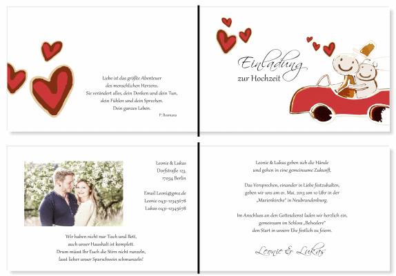  Einladungskarten Hochzeit, Hochzeitseinladungen, Hochzeitskarten, Einladungen f&uuml;r Hochzeit