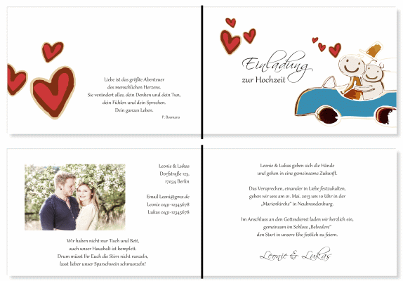  Einladungskarten Hochzeit, Hochzeitseinladungen, Hochzeitskarten, Einladungen f&uuml;r Hochzeit
