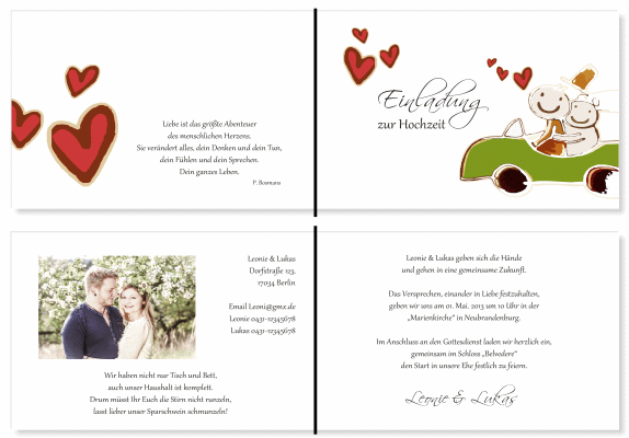  Einladungskarten Hochzeit, Hochzeitseinladungen, Hochzeitskarten, Einladungen f&uuml;r Hochzeit