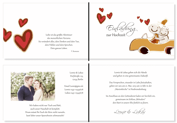  Einladungskarten Hochzeit, Hochzeitseinladungen, Hochzeitskarten, Einladungen f&uuml;r Hochzeit