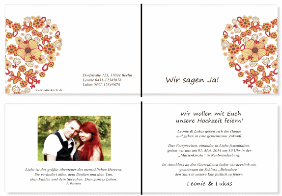  Einladungskarten Hochzeit, Hochzeitseinladungen, Hochzeitskarten, Einladungen f&uuml;r Hochzeit