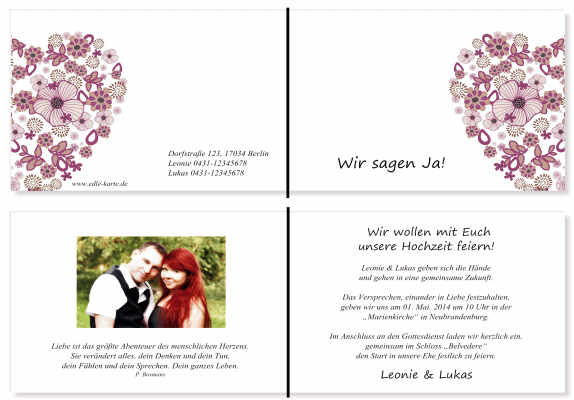  Einladungskarten Hochzeit, Hochzeitseinladungen, Hochzeitskarten, Einladungen f&uuml;r Hochzeit