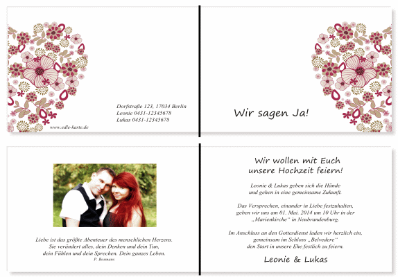  Einladungskarten Hochzeit, Hochzeitseinladungen, Hochzeitskarten, Einladungen f&uuml;r Hochzeit