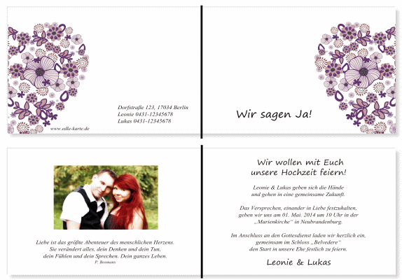  Einladungskarten Hochzeit, Hochzeitseinladungen, Hochzeitskarten, Einladungen f&uuml;r Hochzeit