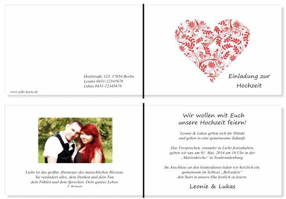  Einladungskarten Hochzeit, Hochzeitseinladungen, Hochzeitskarten, Einladungen f&uuml;r Hochzeit