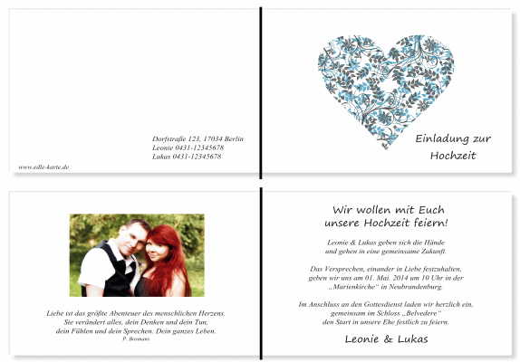  Einladungskarten Hochzeit, Hochzeitseinladungen, Hochzeitskarten, Einladungen f&uuml;r Hochzeit