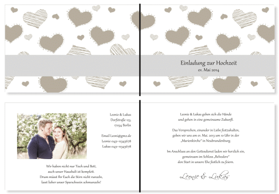  Einladungskarten Hochzeit, Hochzeitseinladungen, Hochzeitskarten, Einladungen f&uuml;r Hochzeit