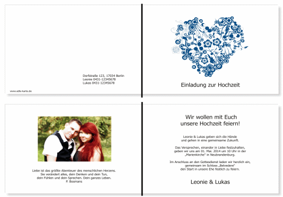  Einladungskarten Hochzeit, Hochzeitseinladungen, Hochzeitskarten, Einladungen f&uuml;r Hochzeit