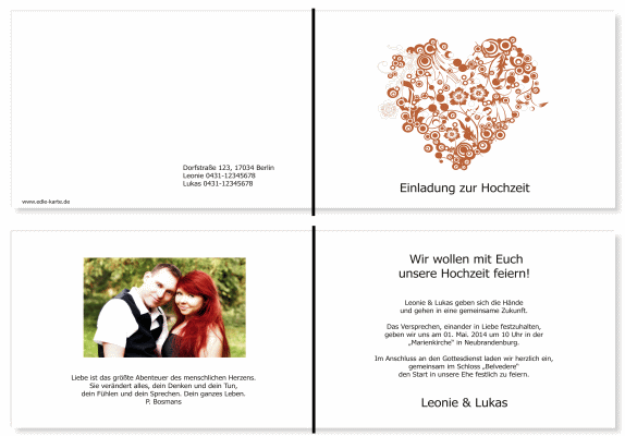  Einladungskarten Hochzeit, Hochzeitseinladungen, Hochzeitskarten, Einladungen f&uuml;r Hochzeit