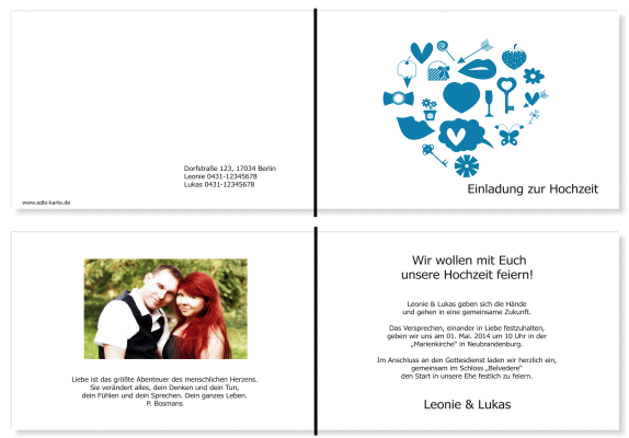  Einladungskarten Hochzeit, Hochzeitseinladungen, Hochzeitskarten, Einladungen f&uuml;r Hochzeit