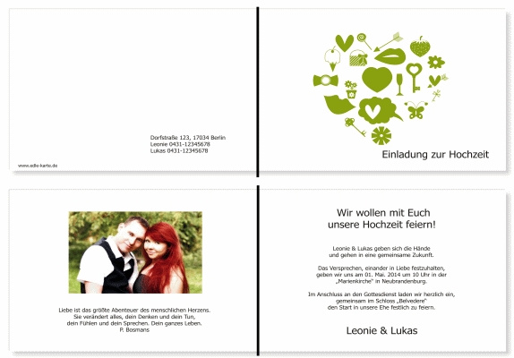  Einladungskarten Hochzeit, Hochzeitseinladungen, Hochzeitskarten, Einladungen f&uuml;r Hochzeit