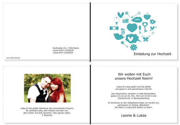  Einladungskarten Hochzeit, Hochzeitseinladungen, Hochzeitskarten, Einladungen f&uuml;r Hochzeit