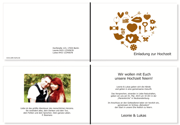  Einladungskarten Hochzeit, Hochzeitseinladungen, Hochzeitskarten, Einladungen f&uuml;r Hochzeit