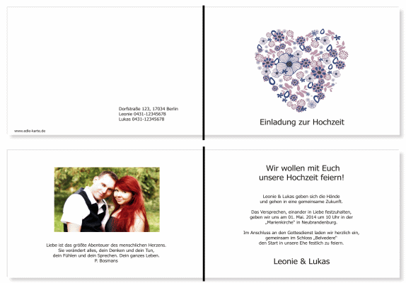  Einladungskarten Hochzeit, Hochzeitseinladungen, Hochzeitskarten, Einladungen f&uuml;r Hochzeit