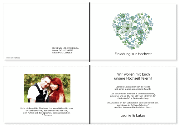  Einladungskarten Hochzeit, Hochzeitseinladungen, Hochzeitskarten, Einladungen f&uuml;r Hochzeit