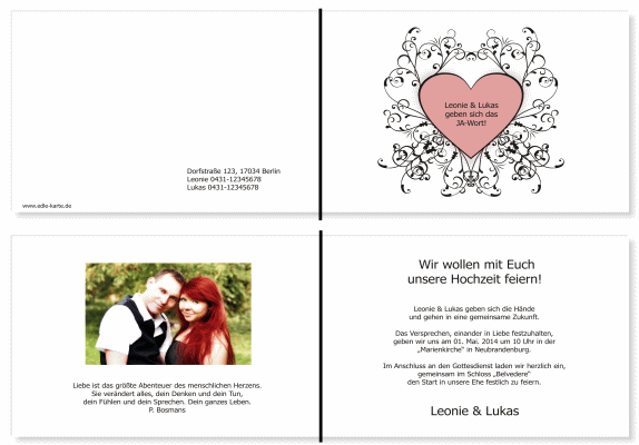  Einladungskarten Hochzeit, Hochzeitseinladungen, Hochzeitskarten, Einladungen f&uuml;r Hochzeit