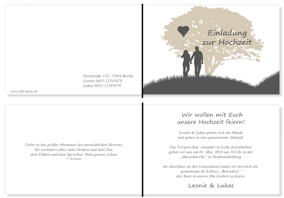  Einladungskarten Hochzeit, Hochzeitseinladungen, Hochzeitskarten, Einladungen f&uuml;r Hochzeit