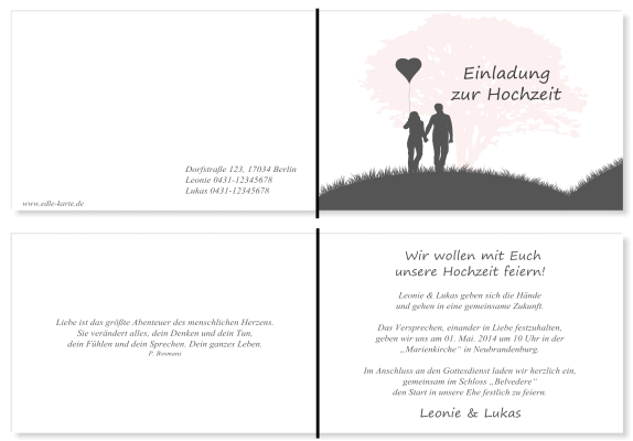  Einladungskarten Hochzeit, Hochzeitseinladungen, Hochzeitskarten, Einladungen f&uuml;r Hochzeit