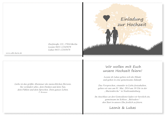  Einladungskarten Hochzeit, Hochzeitseinladungen, Hochzeitskarten, Einladungen f&uuml;r Hochzeit