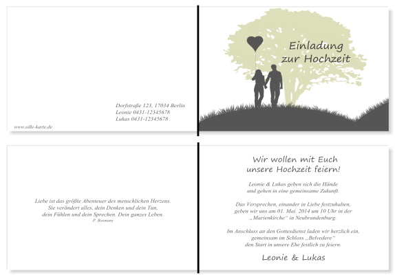  Einladungskarten Hochzeit, Hochzeitseinladungen, Hochzeitskarten, Einladungen f&uuml;r Hochzeit