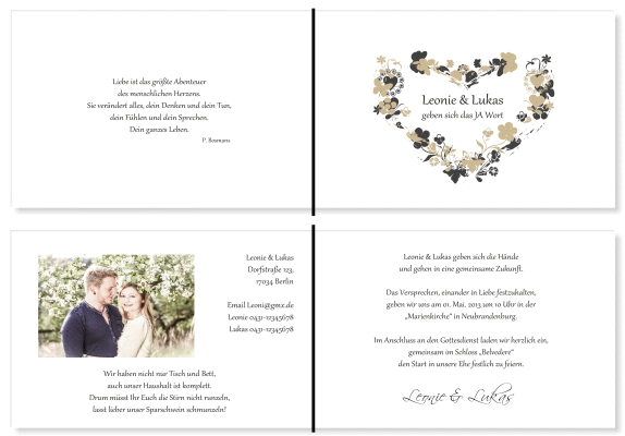  Einladungskarten Hochzeit, Hochzeitseinladungen, Hochzeitskarten, Einladungen f&uuml;r Hochzeit
