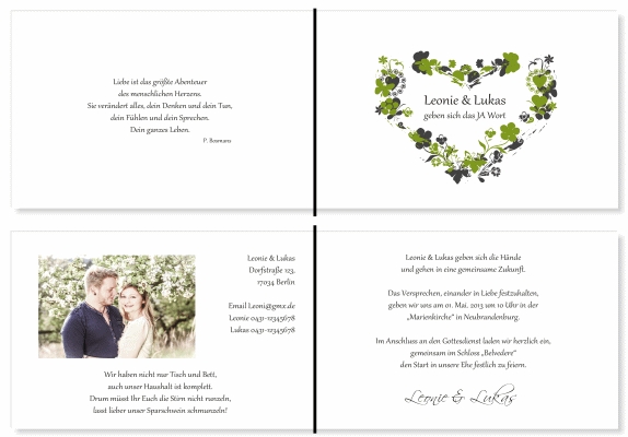  Einladungskarten Hochzeit, Hochzeitseinladungen, Hochzeitskarten, Einladungen f&uuml;r Hochzeit