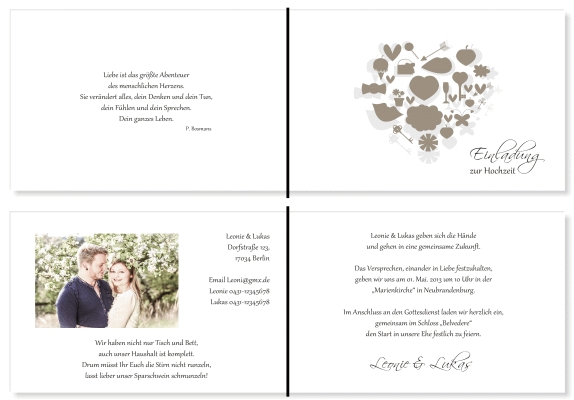  Einladungskarten Hochzeit, Hochzeitseinladungen, Hochzeitskarten, Einladungen f&uuml;r Hochzeit