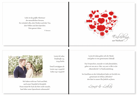  Einladungskarten Hochzeit, Hochzeitseinladungen, Hochzeitskarten, Einladungen f&uuml;r Hochzeit