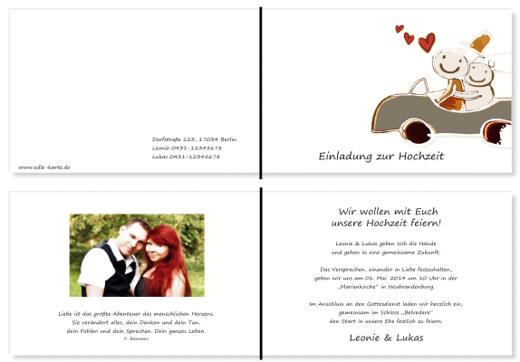  Einladungskarten Hochzeit, Hochzeitseinladungen, Hochzeitskarten, Einladungen f&uuml;r Hochzeit