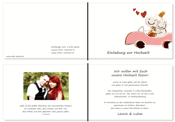  Einladungskarten Hochzeit, Hochzeitseinladungen, Hochzeitskarten, Einladungen f&uuml;r Hochzeit