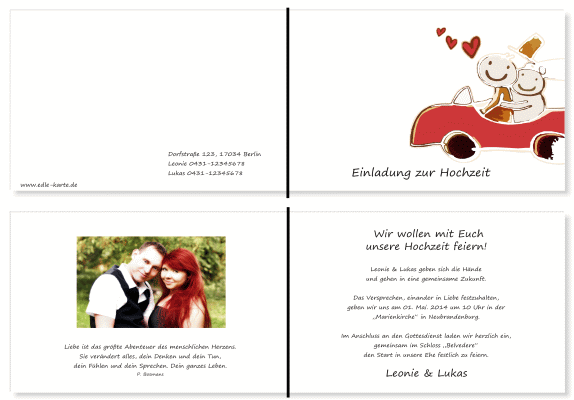  Einladungskarten Hochzeit, Hochzeitseinladungen, Hochzeitskarten, Einladungen f&uuml;r Hochzeit