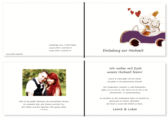  Einladungskarten Hochzeit, Hochzeitseinladungen, Hochzeitskarten, Einladungen f&uuml;r Hochzeit