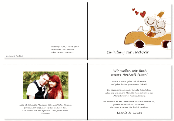  Einladungskarten Hochzeit, Hochzeitseinladungen, Hochzeitskarten, Einladungen f&uuml;r Hochzeit