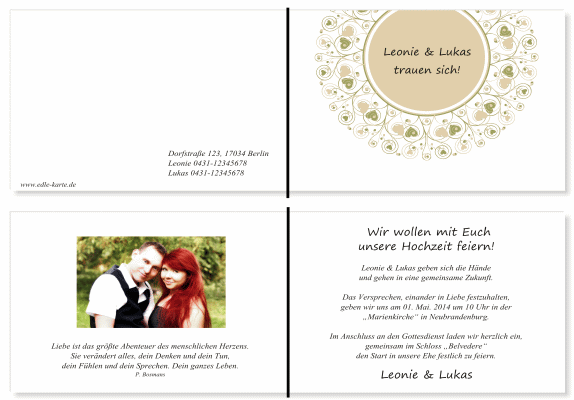  Einladungskarten Hochzeit, Hochzeitseinladungen, Hochzeitskarten, Einladungen f&uuml;r Hochzeit